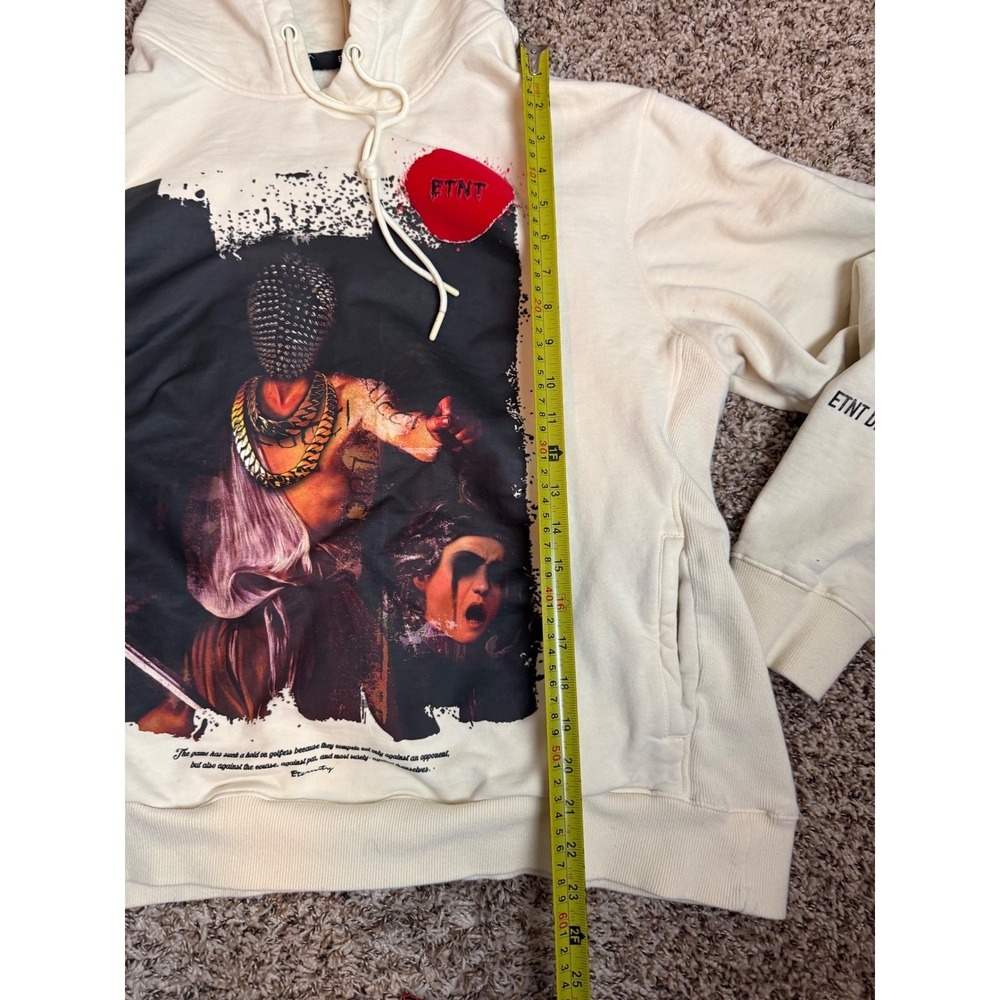 ETNT Eternity Mens Graphic Hoodie Cream Off White Pullover Sweatshirt 3XL - Picture 3 of 10